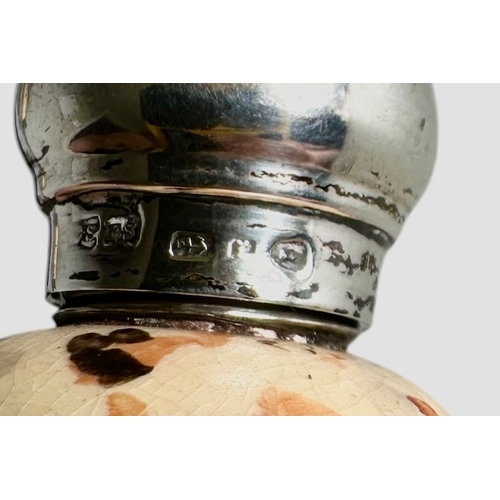 247 - Victorian Novelty Birds Egg Perfume Scent Bottle James Macintyre Silver Topped Size 6.2cm