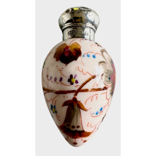 248 - Novelty Victorian Egg Shaped Perfume Scent Bottle With Silver Top Size 6.3cm