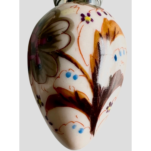 248 - Novelty Victorian Egg Shaped Perfume Scent Bottle With Silver Top Size 6.3cm