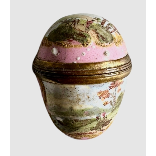 250 - A Late 18th Century English Enamel Egg Shaped Bonbonniere Length 4cm