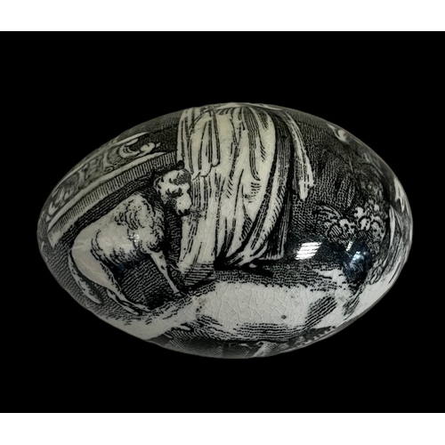 251 - Mid 19thC Transfer Printed Pearlware Darning Egg Whitehaven / Staffordshire.