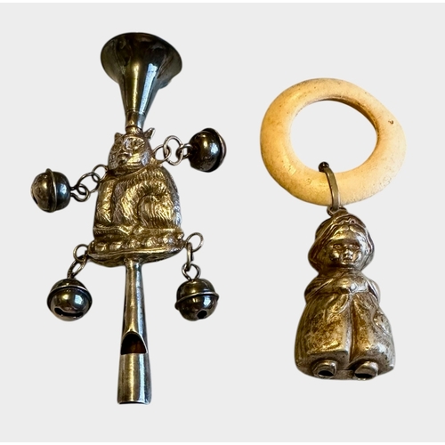 253 - Nanny Whistle 11.2cm x 3cm / Rattle & Childs Teething Ring 10.4cm x 4.5cm