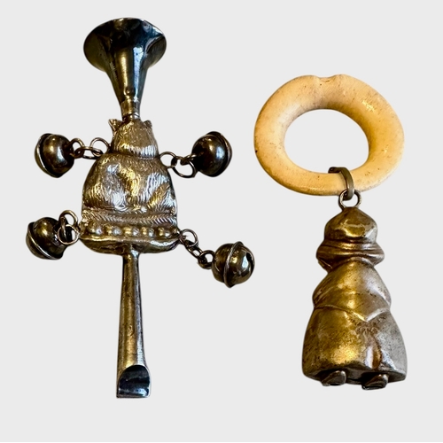 253 - Nanny Whistle 11.2cm x 3cm / Rattle & Childs Teething Ring 10.4cm x 4.5cm