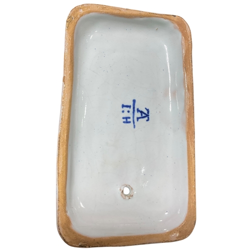 208 - A Pair of Delft Blue & White Dogs with Floral Decoration Marked for Jacobus Adriansz Halder