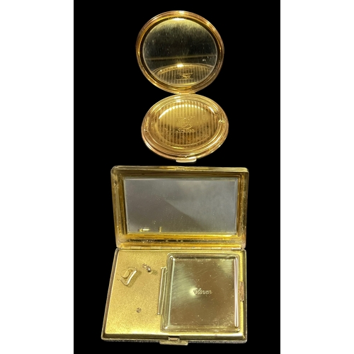 272 - Vintage Japanese damascene musical compact clover & A Stratton Compact decorated with Swans.