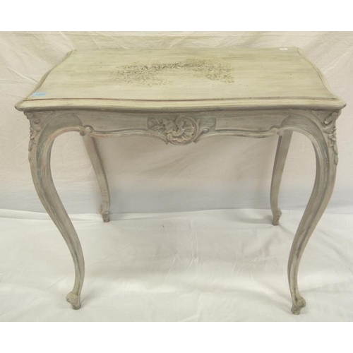51 - Louis VIX style painted oblong occasional table with serpentine borders and cabriole legs