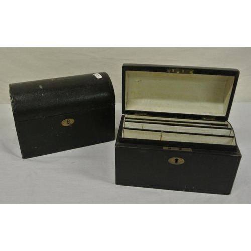 48 - Pair of dome topped 'Fota' stationery boxes with sectioned interiors