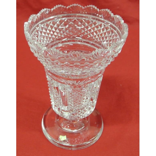 67 - Waterford crystal cut glass tapering flower vase with diamond decoration