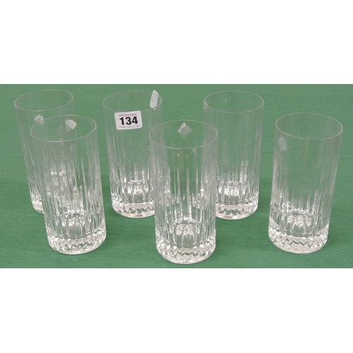 134 - Set of 6 Bohemian crystal cut glass tumblers