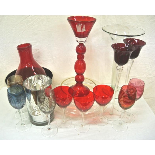 5 - Assorted lot of coloured glassware, etc in box