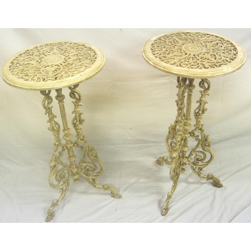 127 - Pair of Victorian design cast iron plant stands with ornate foliate and scroll decoration