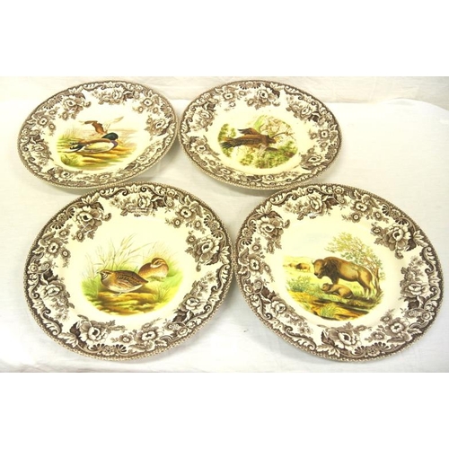 47 - Set of 4 Spode 'Woodland' pattern plates decorated with foliage and animals