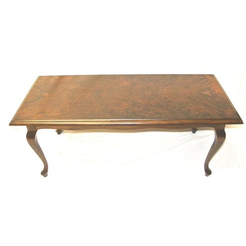 56 - Victorian walnut oblong coffee or occasional table with cabriole legs and pad feet