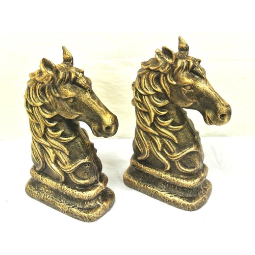 94 - Pair of Victorian style cast iron horse-head book-ends