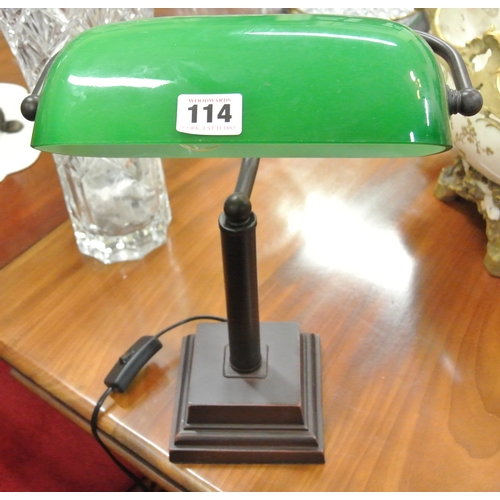 114 - Tiffany style desk lamp with green tinted shade