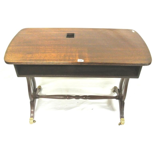 3 - Edwardian mahogany coffee table or stand with reeded borders, on lyre supports