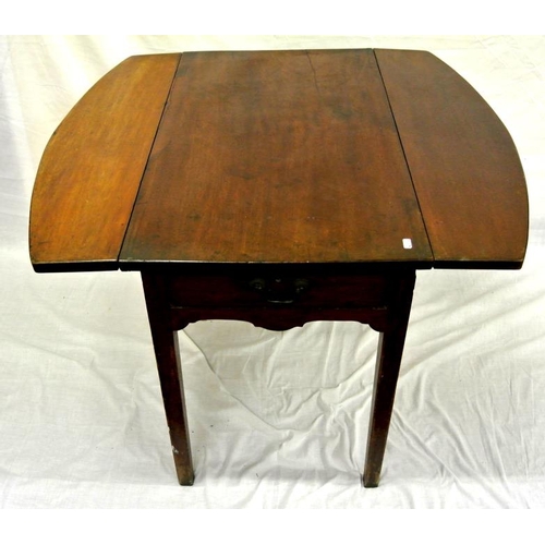 29 - Edwardian mahogany dropleaf table with frieze drawer, on square legs