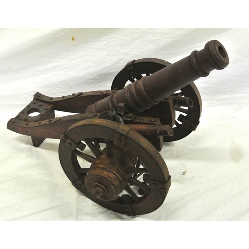 54 - Edwardian design timber model of a wheeled  cannon