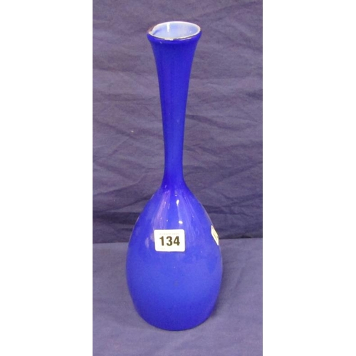 78 - Art Deco style Bristol blue tinted flower vase with long neck