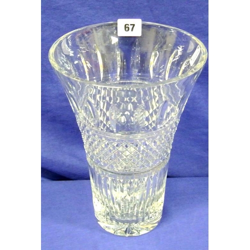 102 - Waterford Crystal circular flared flower vase with diamond and faceted decoration