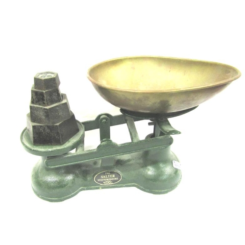 23 - Edwardian style Salter metal and brass weighing scales