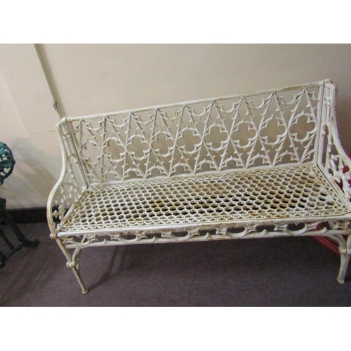 291 - Cast iron garden bench with honeycomb and foliate decoration H84X145X57