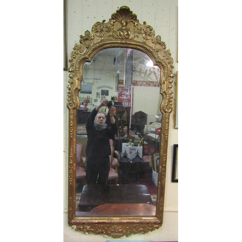 32 - Regency style gilt framed pier glass wall mirror with ornate foliate and figured decorated frame
H16... 