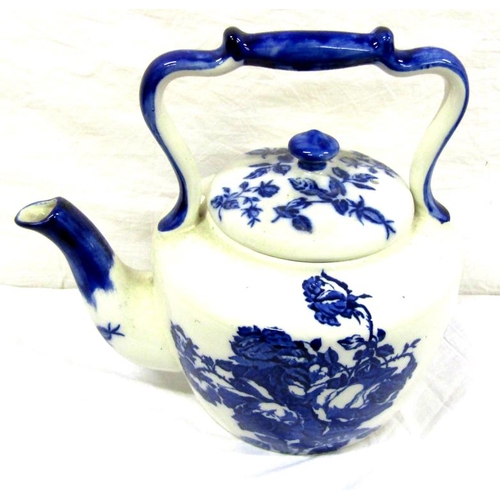 38 - Victorian style ironstone kettle with shaped handle and foliate decoration