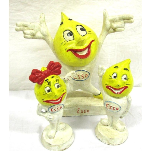 46 - Set of three cast iron Esso advertising figures on shaped bases