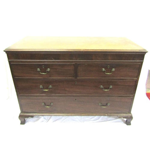 50 - Georgian style mahogany chest of two short and two long drawers with brass drop handles and escutche... 