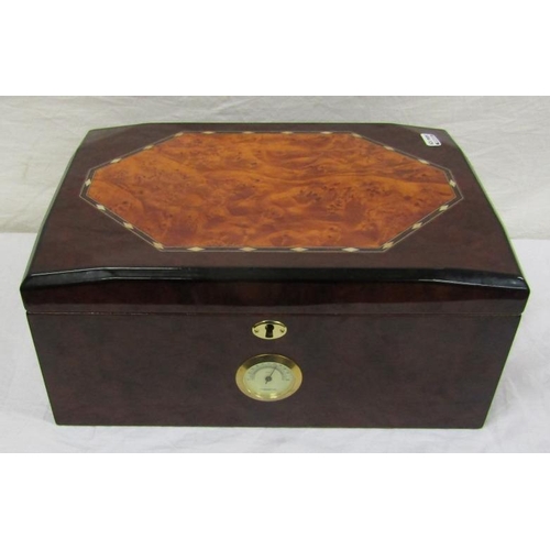 54 - Edwardian style mahogany Humidor with shelved interior and hygrometer inset