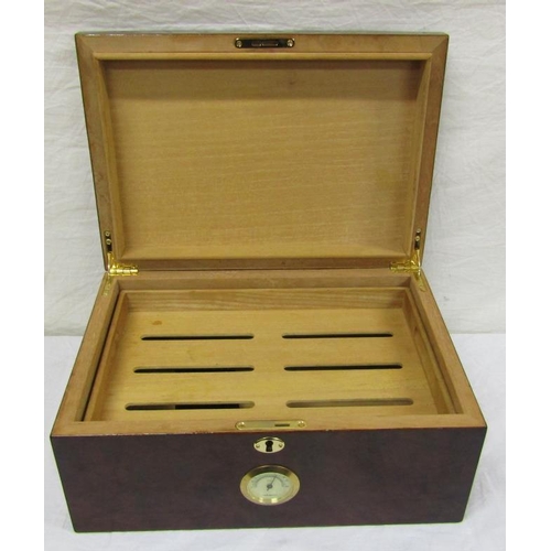 54 - Edwardian style mahogany Humidor with shelved interior and hygrometer inset