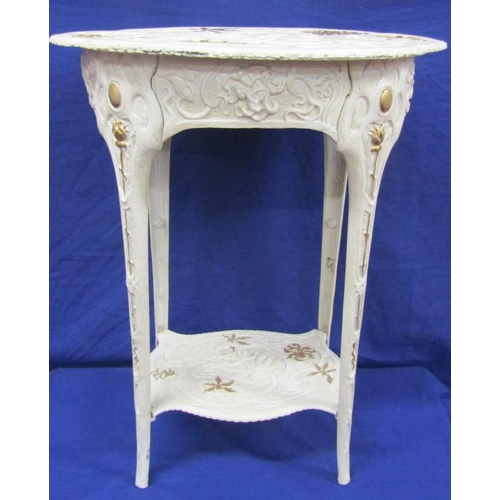 58 - Ornate cast iron occasional table with ornate gilt and foliate decoration H60X47X37