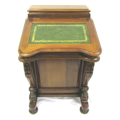 66 - Edwardian style mahogany davenport with lift-up lids, leatherette inset slope, fitted with drawers, ... 