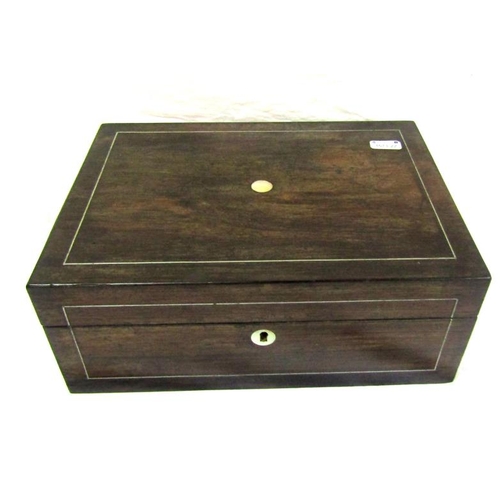 94 - Edwardian inlaid walnut stationery box with mother of pearl inlay