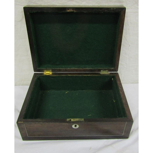 94 - Edwardian inlaid walnut stationery box with mother of pearl inlay