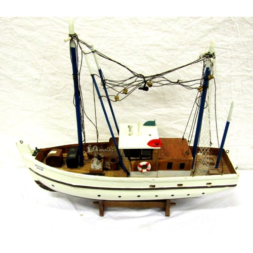 99 - Handmade timber model of a fishing trawler on stand
L45