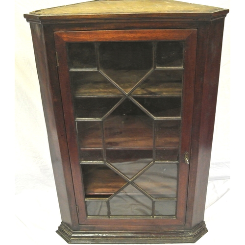 11 - Georgian mahogany corner wall cabinet with astragal glazed doors and shelving
H106X76X55