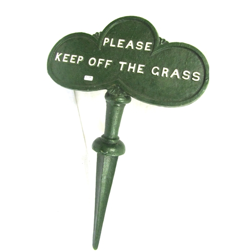 62 - Cast Iron 'Keep off grass' sign H80