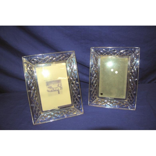 97 - Pair of crystal photograph frames with diamond decoration