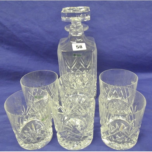 58 - Galway Crystal seven piece drinks set, decanter with stopper and six tumblers