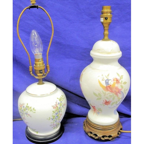 37 - Two Aynsley style floral decorated porcelain electric lamps