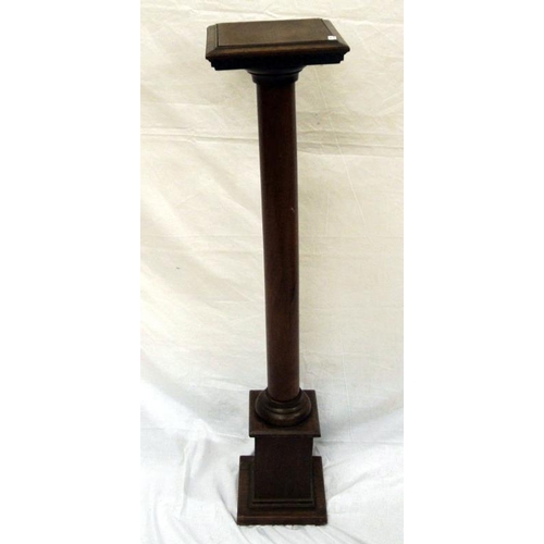 26 - Victorian mahogany torchere or plant stand with square top and turned column
