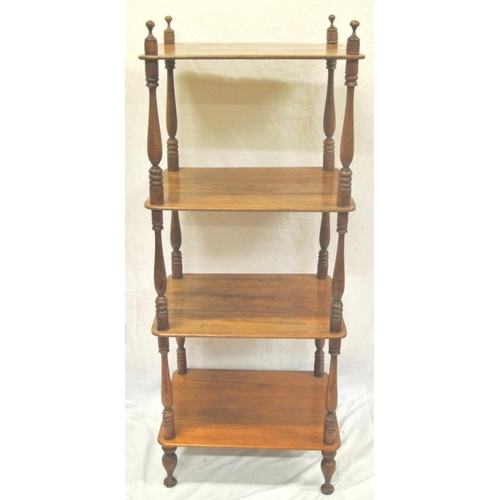 19 - Victorian 4 tier whatnot with baluster turned rails and finials, on turned legs