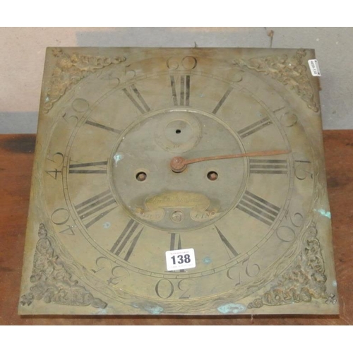 138 - 'Mart Kirkpatrick Dublin' George II longcase clock face with seconds dial and date aperture. Maker M... 