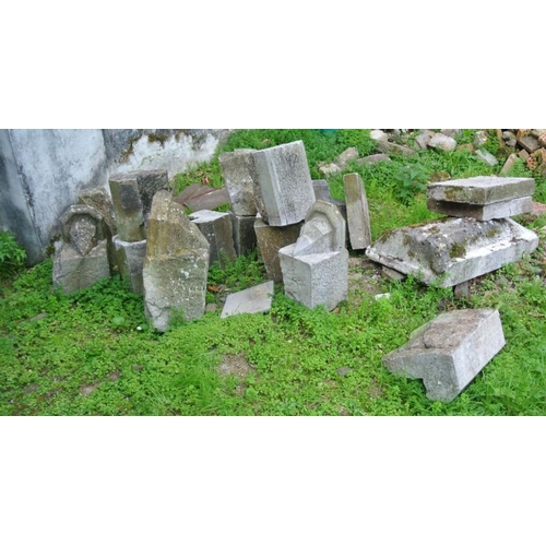 194 - Assorted lot of Cork limestone, figured stoneware, columns, etc.