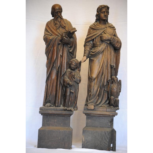 338 - Victorian School, Set of four carved timber figures of the Evangelists, Matthew, Mark, Luke and John... 