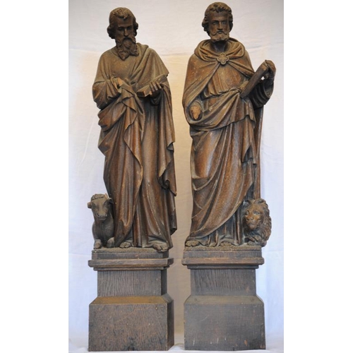 338 - Victorian School, Set of four carved timber figures of the Evangelists, Matthew, Mark, Luke and John... 