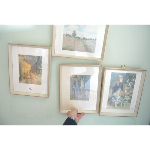 91 - Four French prints, After Monet, Renoir, Van Gogh and Picasso