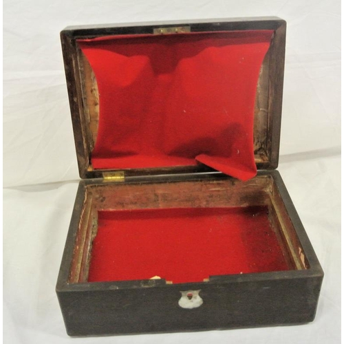 18 - Edwardian mahogany stationary box with mother of pearl inlay and lined interior